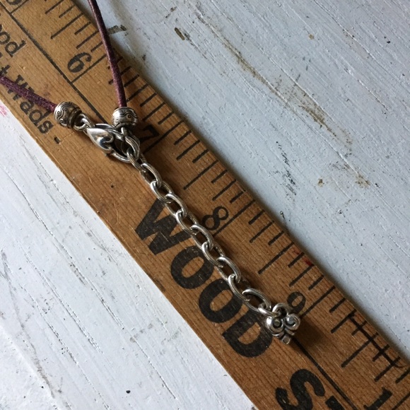 Brighton Jewelry Brighton Leather Cording Silver Beaded Necklace